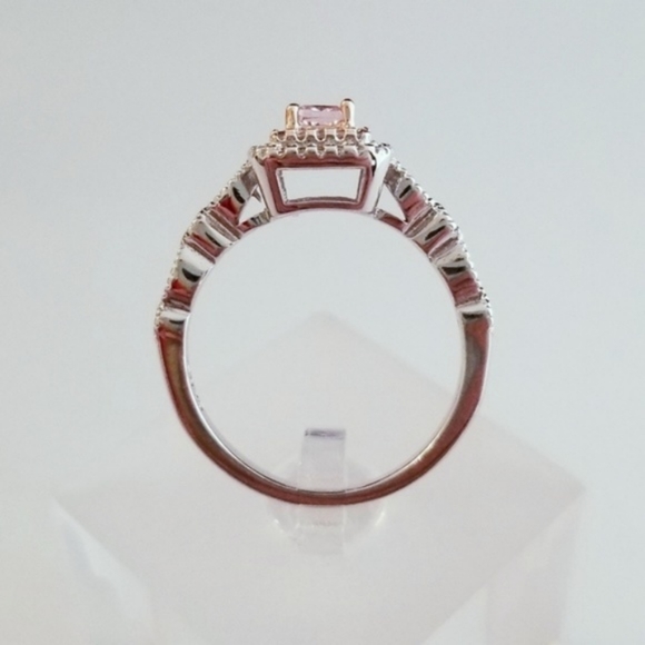 Sterling Pink Princess Cut Solitaire - Picture 5 of 9